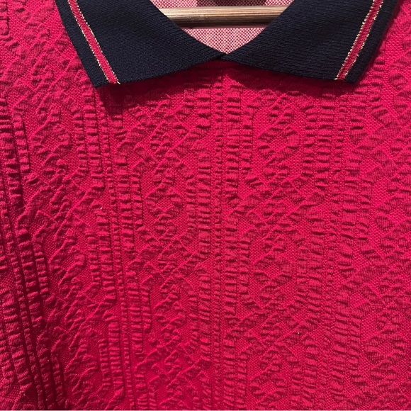 Vintage Raised Geometric Pattern Collared Lightweight Sweater Preppy Collegiate - Picture 8 of 10